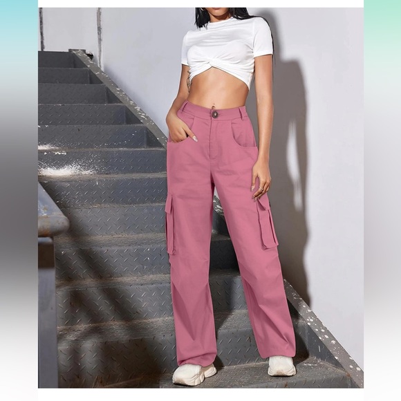 LOLOCCI Cargo Pants Women Baggy High Waisted and Wide Leg Pants for Women - Picture 3 of 5